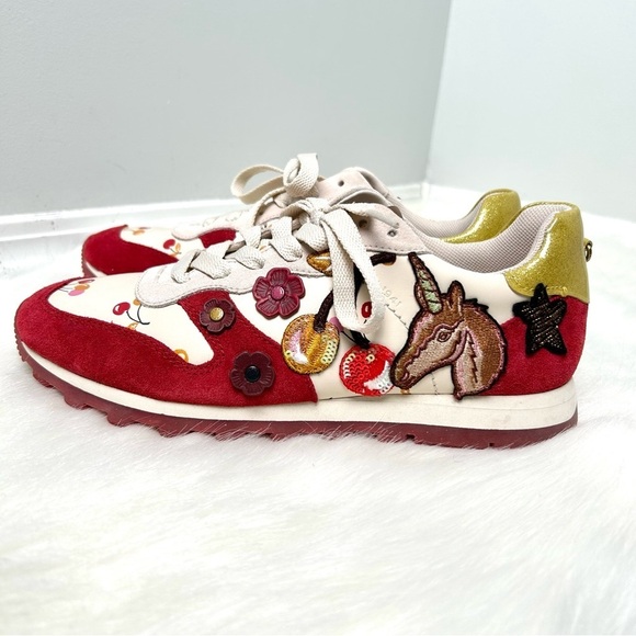 Coach Shoes - Coach Rare C125 Unicorn Cherry Embellished Sneakers
